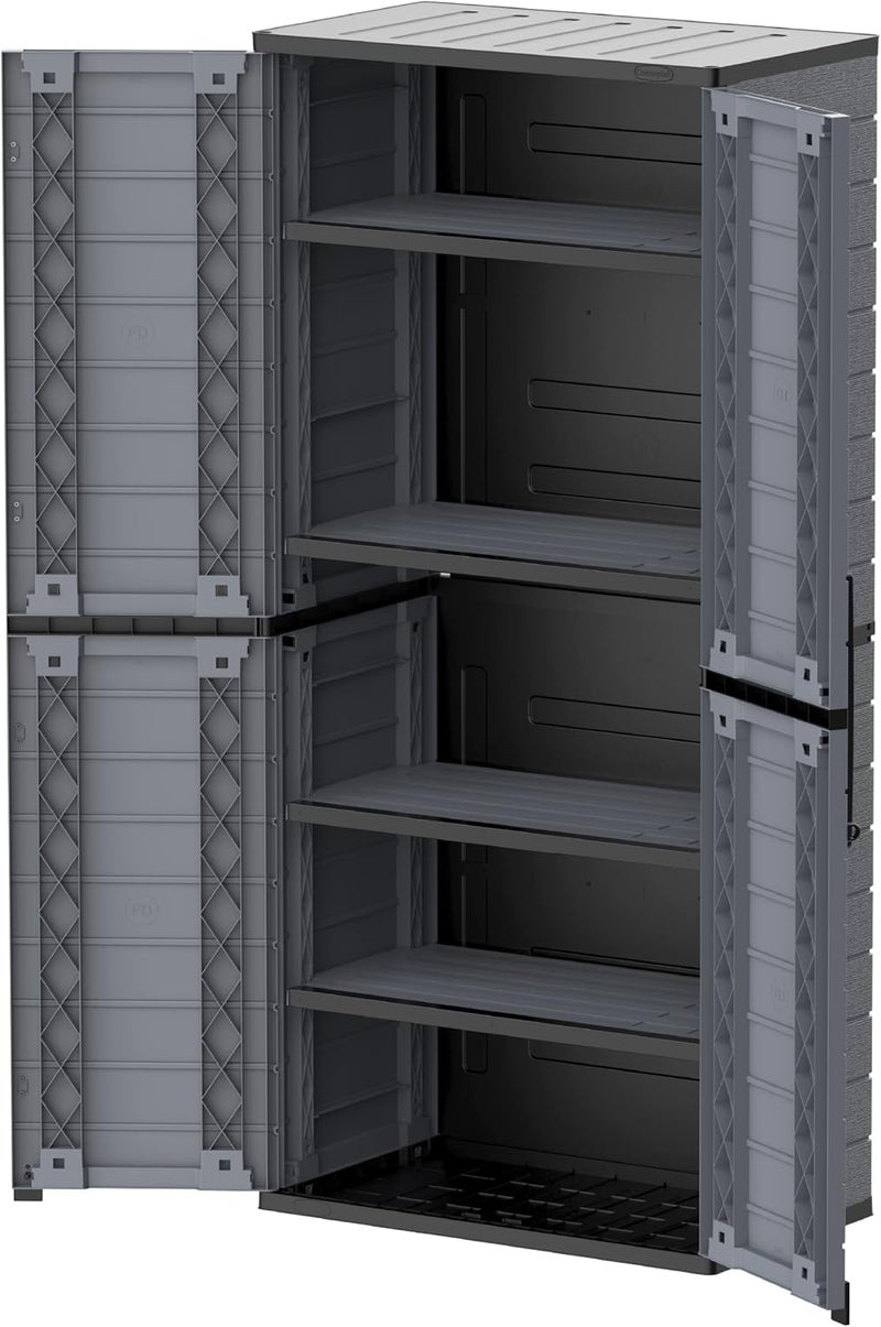 Cosmoplast Cedargrain Vertical Storage Tall Cabinet, Dark Grey - Image 3